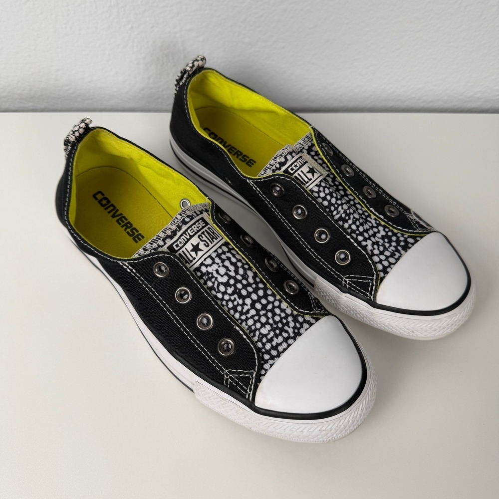 Converse Chuck Taylor All Star Slip On Sneakers 9 Black White Pebble Low Top